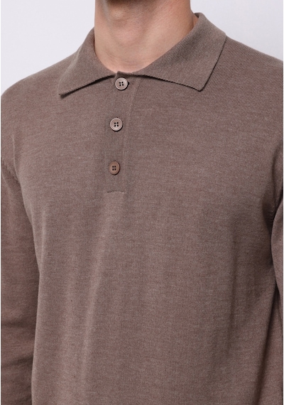 Colin's Colins Regular Fit Polo Yaka Jakarlı Erkek Gri Kazak Cl1076070 Q1.v2 Bme Bej