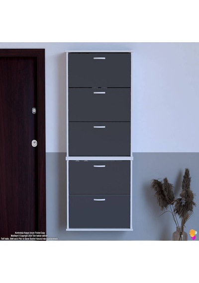 Modilayn Varbi Umay' 2 Li Asma Kapı Önü 72x193x26 Cm Lik 5 Düşer Kapak 10 Göz Bölmeli Ayakkabılık Beyaz-antrasit Modilayn Varbi Umay' 2 Li Asma Kapı Önü 72x193x26 Cm Lik 5 Düşer Kapak 10 Göz Bölmeli Ayakkabılık Beyaz-antrasit