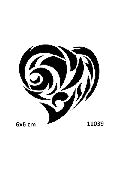 Airbrush Tattoo Tribal Kalp Yapışkanlı Stencil Süsleme Ve Boyama Kalıbı