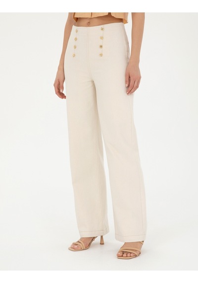Pierre Cardin Kadın Krem Pantolon Kanvas-chino 50289795-vr071