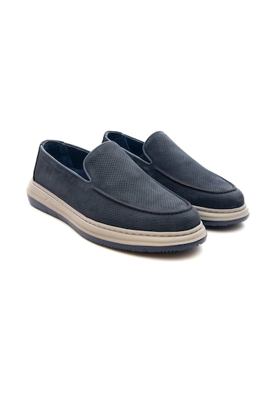 Greyder 64696 Erkek Hakiki Deri Baskılı Lastikli Comfort Casual Ayakkabı Lacivert
