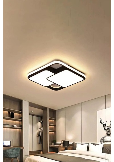 Arteluz Modern Çift Kare Tavan Led Avize 3 Renk Işıklı Uzaktan Kumandalı Dimmer Özellikli Diğer