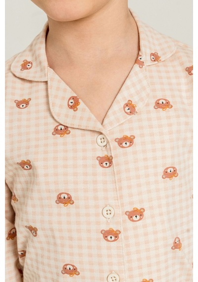 Rolypoly Anne Kız Cute Bears Krem Gömlek Pijama Takımı Rp3917-a-v1 Rp3917-a-v1