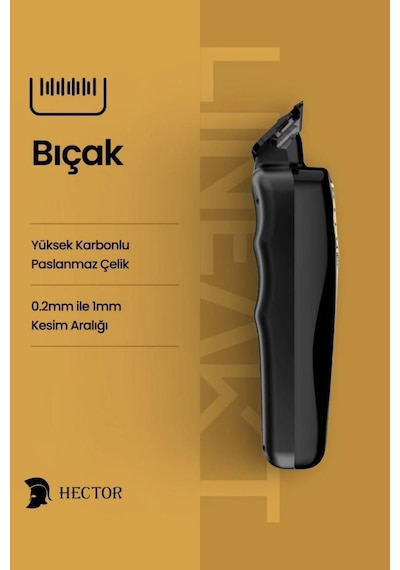 Hector Linear T Saç Sakal Sıfırlama Ve Çizim Makinesi 11.200 Rpm Gold-siyah 3 Saat