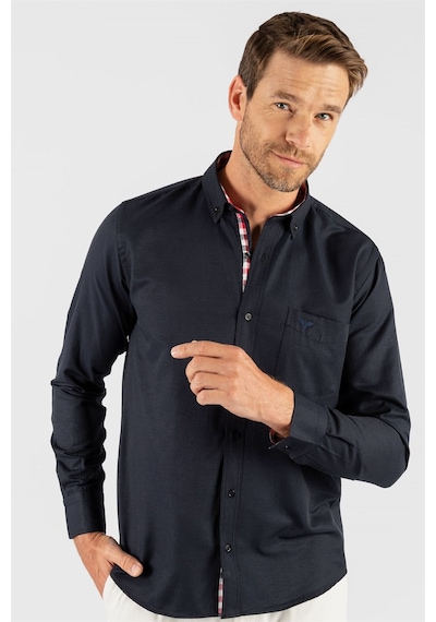 Tudors Klasik Fit Rahat Kesim Poplin Oxford Erkek Gömlek-23430 Lacivert