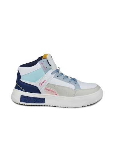 28756 Yüksek Bilekli Beyaz - Mavi Kadın Sneaker Günlük Spor Ayakkabı