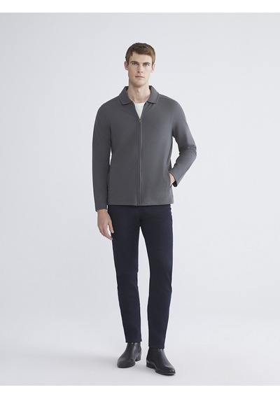 Lcwaıkıkı Classic Antrasit Standart Kalıp Polo Yaka Erkek Fermuarlı Sweatshirt