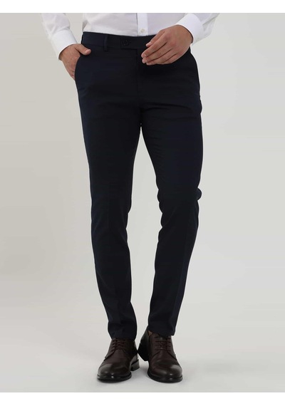 Dufy Lacivert Erkek Ekstra Slim Fit Melanj Desenli Klasik Pantolon - 103476-lacivert Lacivert