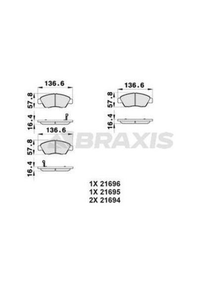 Braxis Ab0170 Ön Fren Balata Honda Civic 1.6 1992-2000 Cr91-crz 10- 45022s04e60