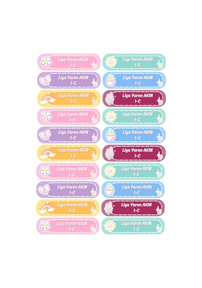 İsme Özel Okul Etiket Seti 159 Adet - Parlak Kuşe Kesimli Defter Kitap Kalem Sticker Diğer