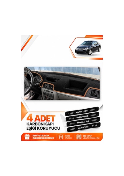 Renault Symbol Airbagsiz 2008-2011 Uyumlu Torpido Koruma Kılıfı Örtüsü - Siyah Kahverengi