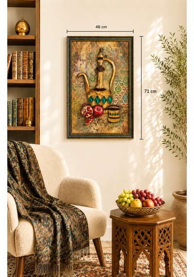 Geleneksel İbrik Ve Nar Filografi Tablo 46x71 Cm