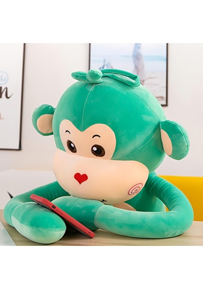 İthal Kumaş Sevimli Maymun Peluş Oyuncak 75 Cm Ekstra Yumuşak Canlı Renkli Uyku Ve Oyun Arkadaşı Yeşil