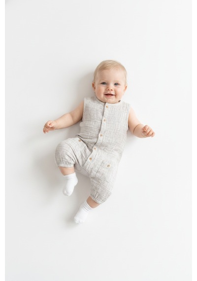Tiffany Baby & Kids Lycra Müslin Tasarımlı Uzun Atlet Tulum gri