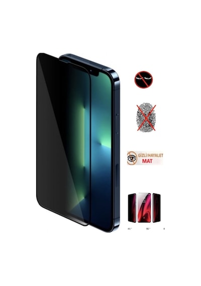 Apple Uyumlu   iPhone 14 Pro Max Mat Hayalet Gizli Privacy Tam Kaplayan Kırılmaz Cam Seramik Nano Ekran Koruyucu