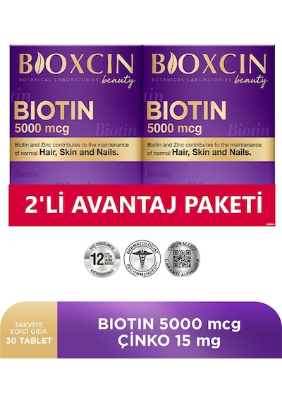 Bioxcin Biotin 5000 Mcg 30 Tablet 2'li