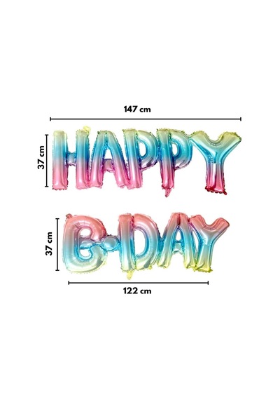 Çok Renkli Happy B-day Yazılı Parti Balonu Çok Renkli