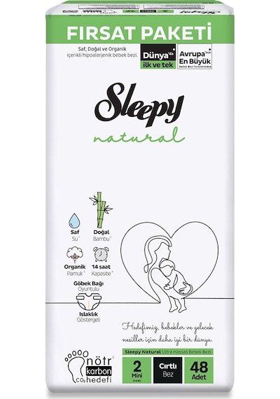 Sleepy Natural Bebek Bezi 2 Beden 2'li Fırsat Paketi 48 Adet