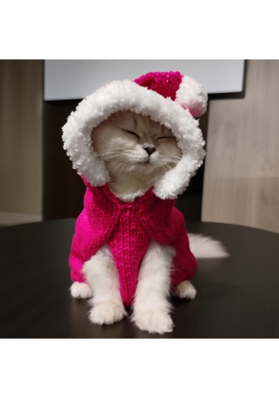 Kedi Ve Köpek İçin Kürklü Kapüşonlu Pembe Simli Kazak