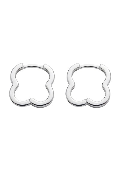 Oya Silver İnce Zirkon Taşlı Yonca Form Gümüş Halka Küpe 1.4 X 1.3 Cm Oysy284