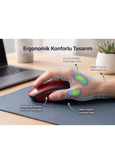 Kablosuz Mouse Kırmızı, 2.4ghz Tak-çalıştır Hızlı Kurulum Ofis İçin Mouse, Kompakt Tasarım Mini Mouse Diğer