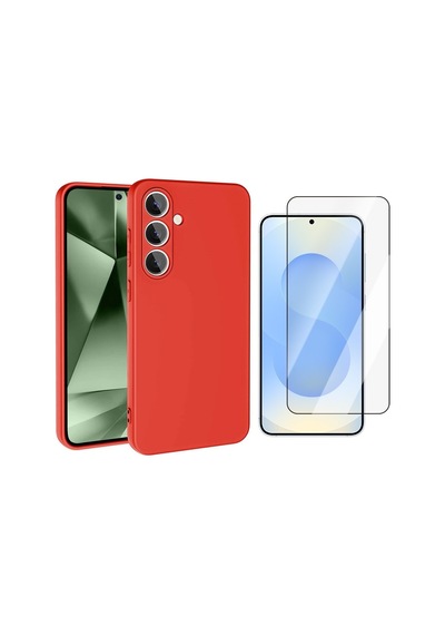 Vendas Samsung Galaxy Uyumlu  A56 Kılıf Zore Mara Lansman Kapak + Temperli Cam Ekran Koruyucu Kırmızı