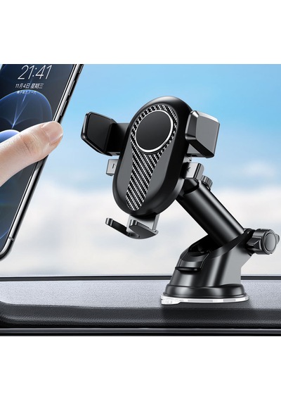 Vantuzlu Araç İçi Telefon Tutucu Güçlü Kavrama 360 Derece Uzayan Kol Siyah