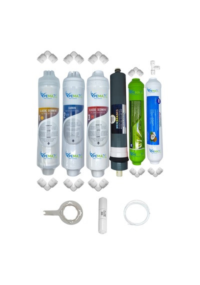 Pemax Water Kapalı Kasa Su Arıtma Cihazlarına Uygun Eco 6li Platinium Mebran Alkali+tatlandırıcı Set