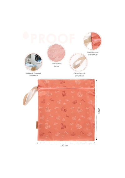Baby Proof Kıyafet Çantası Mayo Islak Kuru Giysi Sıvı Geçirmez Kirli Temiz Çamaşır Torbası Love