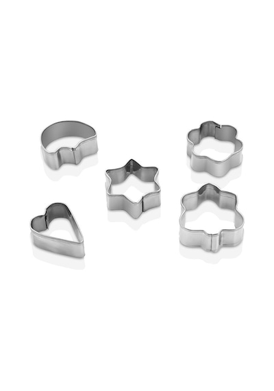 5 Pcs Metal Kurabiye Kalıp Kalp - Yıldız - Papatya - Ağaç 4887 Renkli