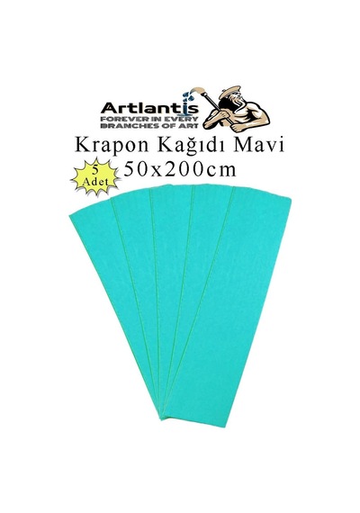 Krapon Kağıdı 50x200 Cm 5 Adet Renkli Grapon Kağıdı Okul Sınıf Etkinlik Kreş Okul Öncesi Kırapon Grafon Mavi