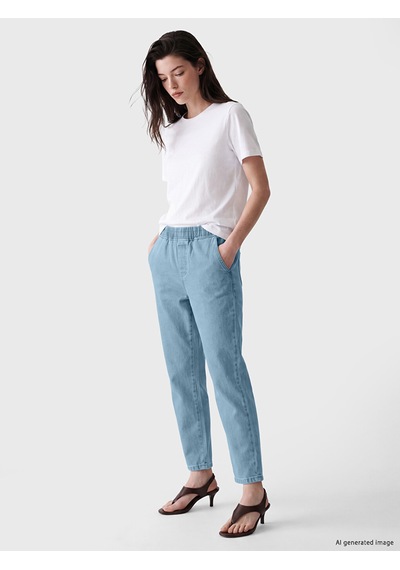 Lcw Comfort İndigo Beli Lastikli Kadın Jean Pantolon