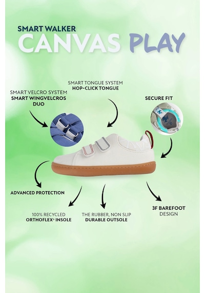 Smart Walker  Canvas Play Eco Beyaz Barefoot Çocuk Ayakkabı