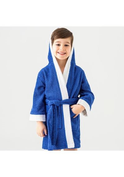 Soley Pueri %100 Pamuklu Unisex Çocuk Bornozu Saks Mavi