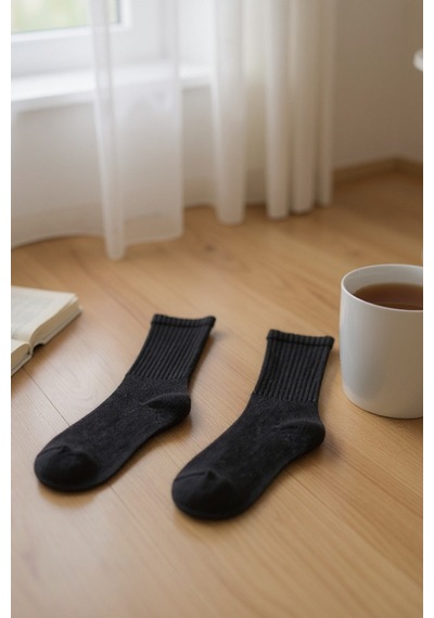 Hitit Socks Kadın 5 Çift Premium Kalite Yüksek Pamuklu Kolej Çorap Siyah
