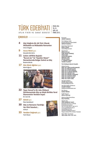 Türk Edebiyatı Dergi 635.sayı Eylül 2026