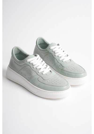 Analin Shoes Kadın Hakiki Deri Sneaker Bağcıklı Spor Ayakkabı Yeşil