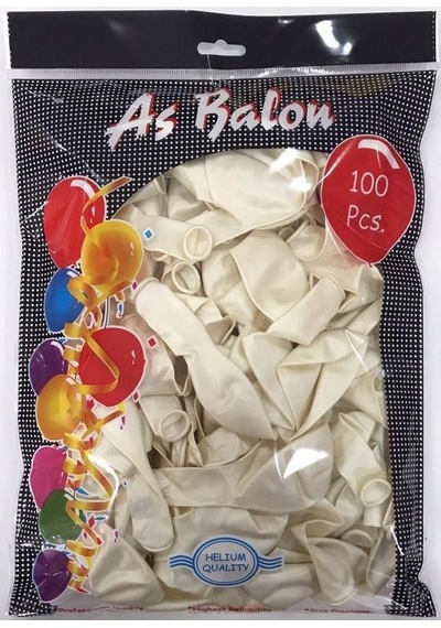 12" As Metalik Balon Beyaz