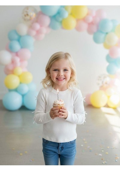 Zekids Kız Bebek Pamuklu Kolları Fiyonk Detaylı Kaşkorse Bluz-16521 Beyaz