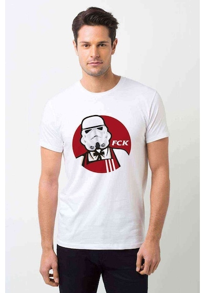 Fck Baskılı Beyaz Erkek Tshirt