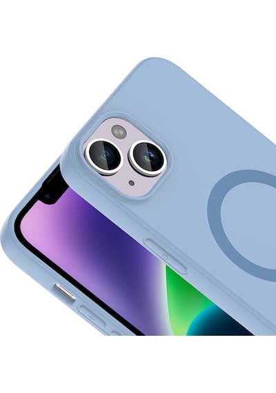 Maks Technology iPhone Uyumlu 13 Kılıf M-safe Şarj Özellikli Mkst Aris Silikon Kapak - Baby Blue