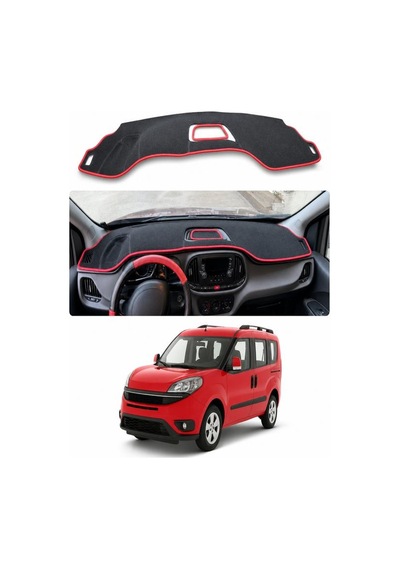 Fiat - Doblo 2015-2022 Uyumlu Torpido Koruma Kılıfı - Kırmızı Şeritli