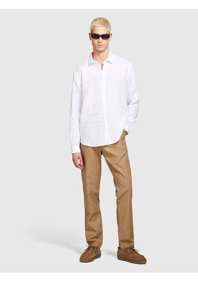 Sisley %100 Keten Regular Fit Gömlek Erkek Beyaz Gömlek - 325p5bkusq029