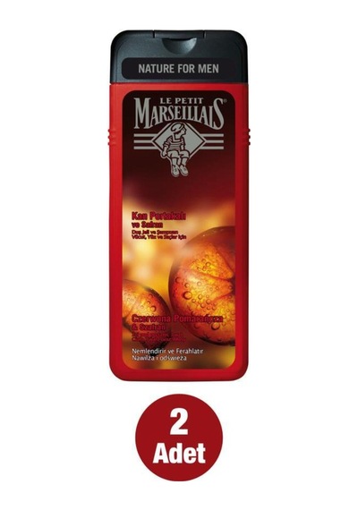 Le Petit Marseillais For Men Kan Portakalı ve Safran Duş Jeli ve Şampuan 400 ML x 2