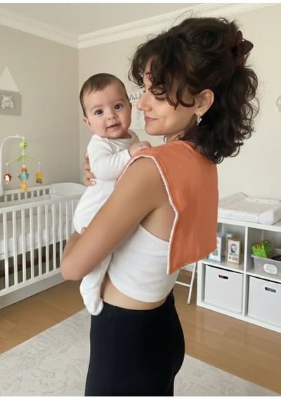 Joyous Mom & Kids Çift Taraflı Muslin Omuz Bezi Kiremit-beyaz 10'li Paket
