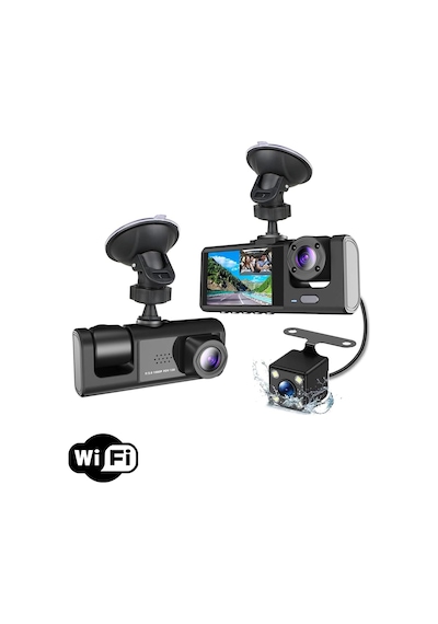 Daytona A98 Balckbox Dvr Wifi Full Hd 1080p 3 Kameralı Araç İçi Güvenlik Kamerası + Park Modu Kablosu Ön-arka-i