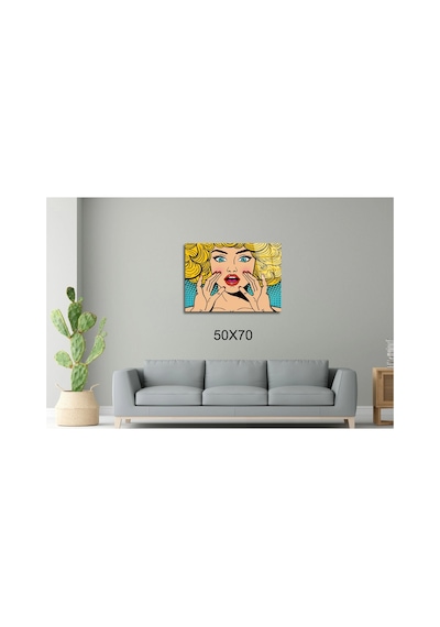 Sarışın Pop Art Kadın Cam Tablo Pct0617 Portre Temalı Dekoratif Duvar Tablosu, Salon Ve Yatak Odası Dekoru,
