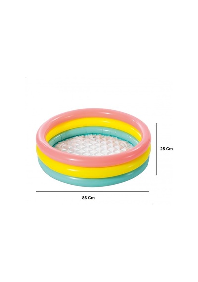58924 Renkli Şişme Taban 3 Bölme Havuz 86 Cm Siyah