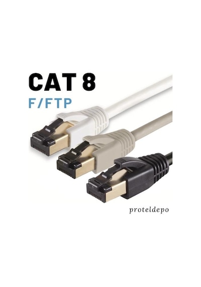 Irenis Cat8 Kablo F/Ftp Lszh Ethernet Network Lan Ağ Kablosu 25 CM Beyaz