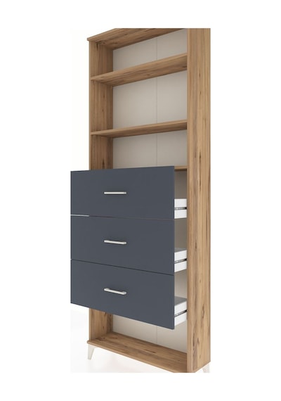 Arges Dolap 3 Raflı 3 Çekmeceli 88x30x243 Çam-antrasit Çam